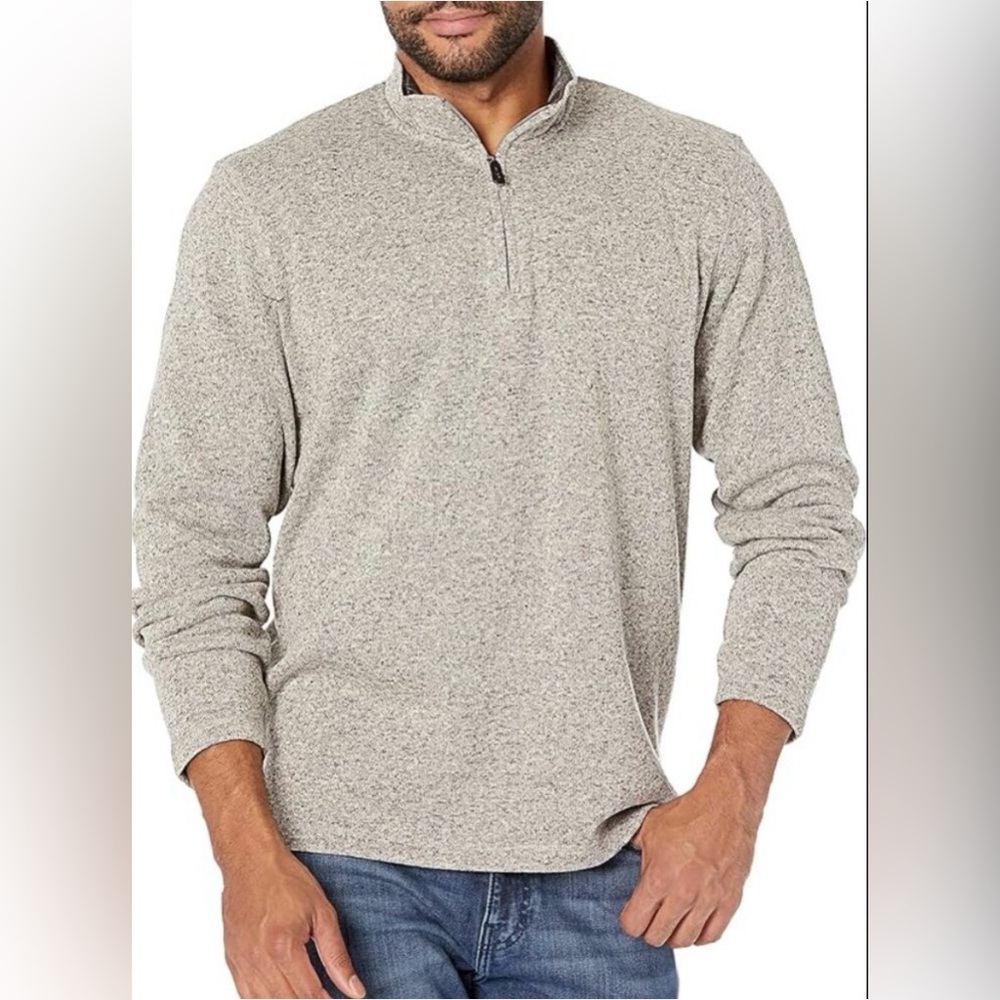 Wrangler Authentics Men's Long Sleeve Fleece Quarter-Zip in Light Heather Grey